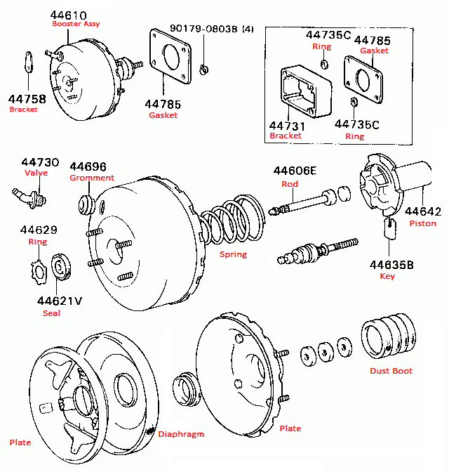 Brake booster & spare repair kits for Mitsubishi